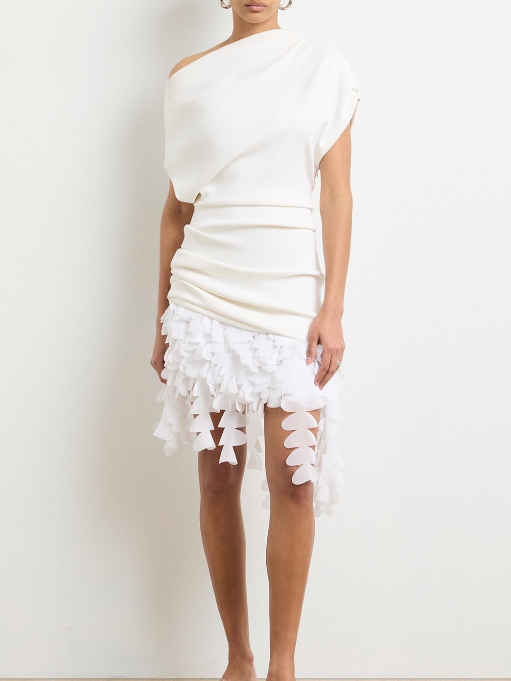 Brandon Maxwell The Kayla Draped Mini Dress in White